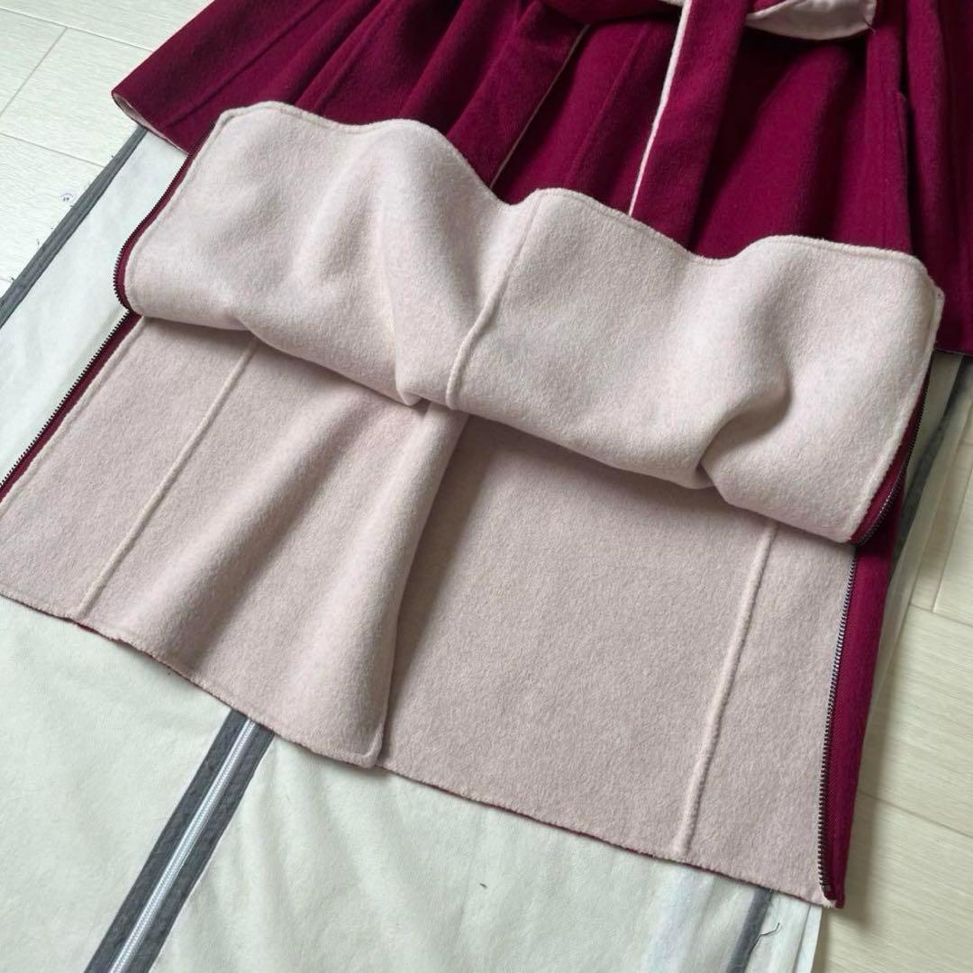 マックスマーラ ダブルフェイス バイカラー エクリュボルドー コート