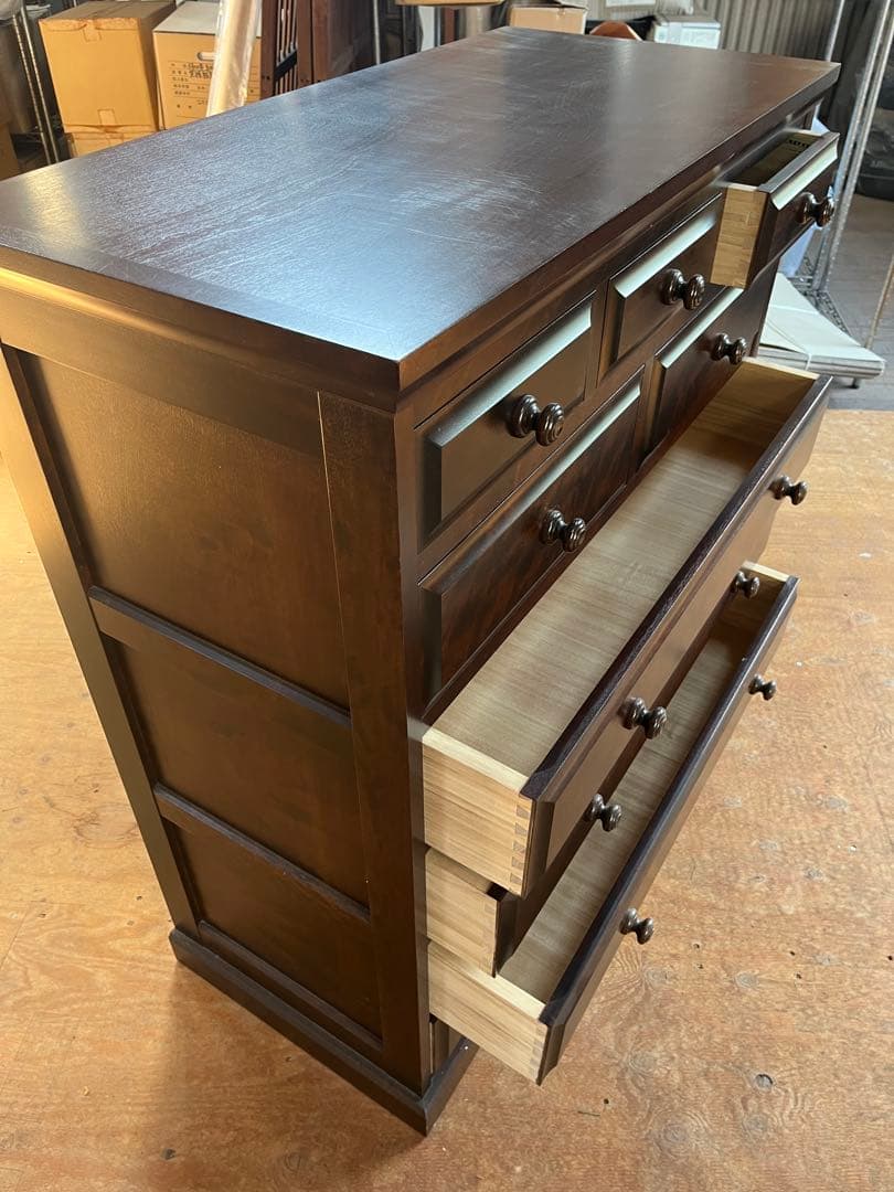 北海道民芸家具　クラレインテリア　樺桜　木製タンス 6引き出し