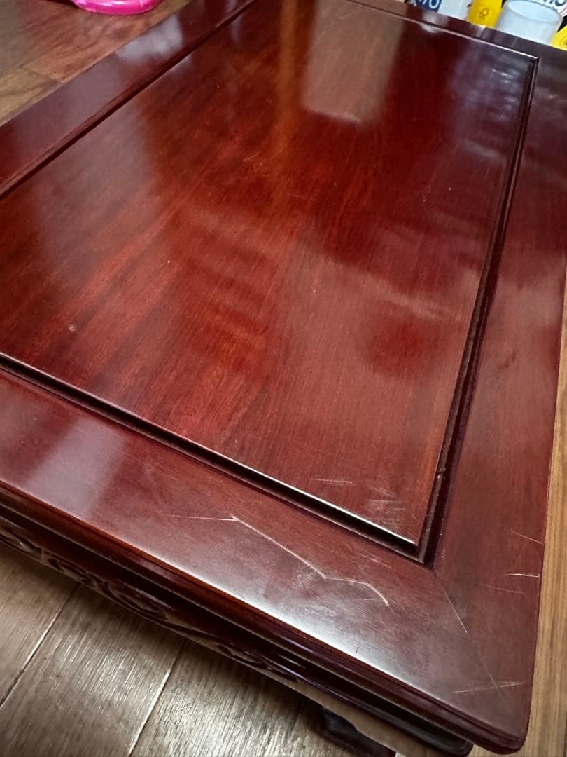 花梨 茶桌 花台 彫刻 猫脚