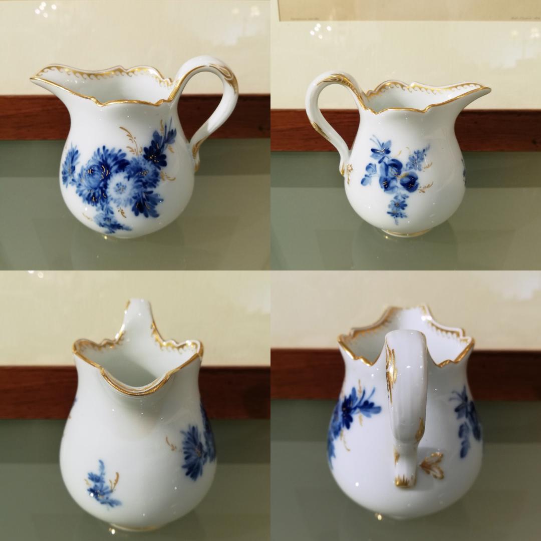 ◆1924～マイセン 青い花 カマイユ クリーマー シュガーポット