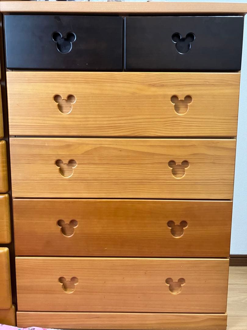 ディズニー　ミッキー　タンス　モダンミッキー　チェスト　木目
