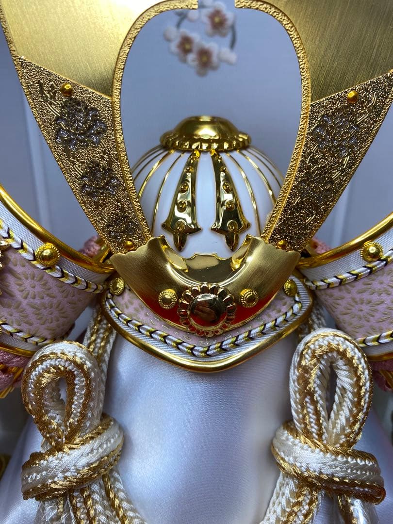 東京久月　五月人形　兜飾り　白塗り　六角形クリルケース入