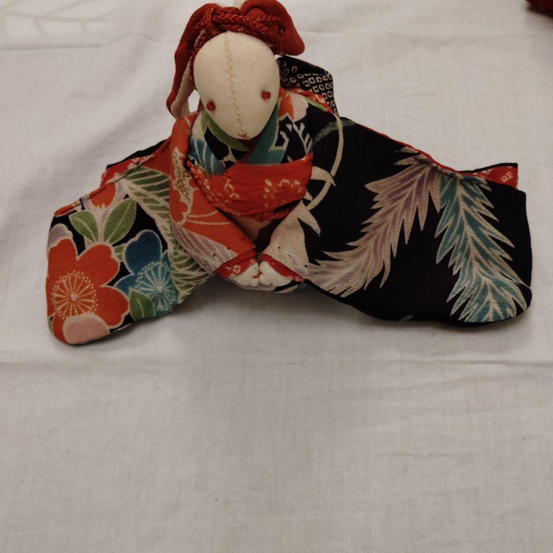 うさぎ　着物きているうさぎ置物