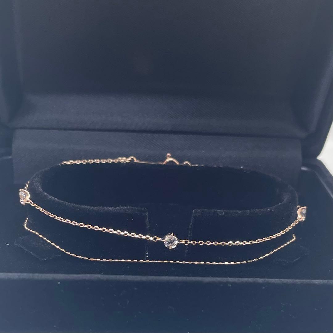 【R☆mahina】 K10ピンクゴールド 2連ブレスレット　4℃