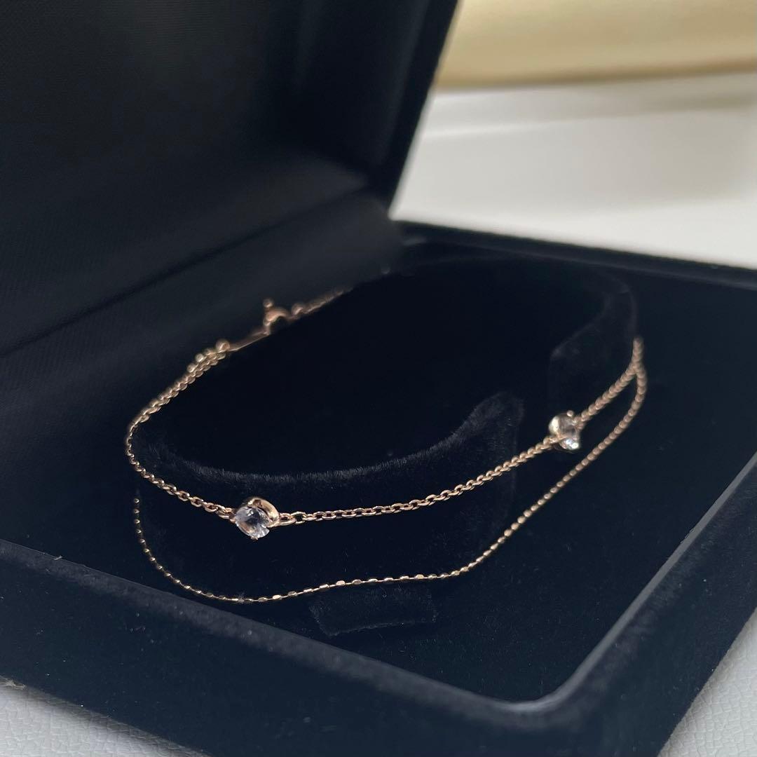 【R☆mahina】 K10ピンクゴールド 2連ブレスレット　4℃