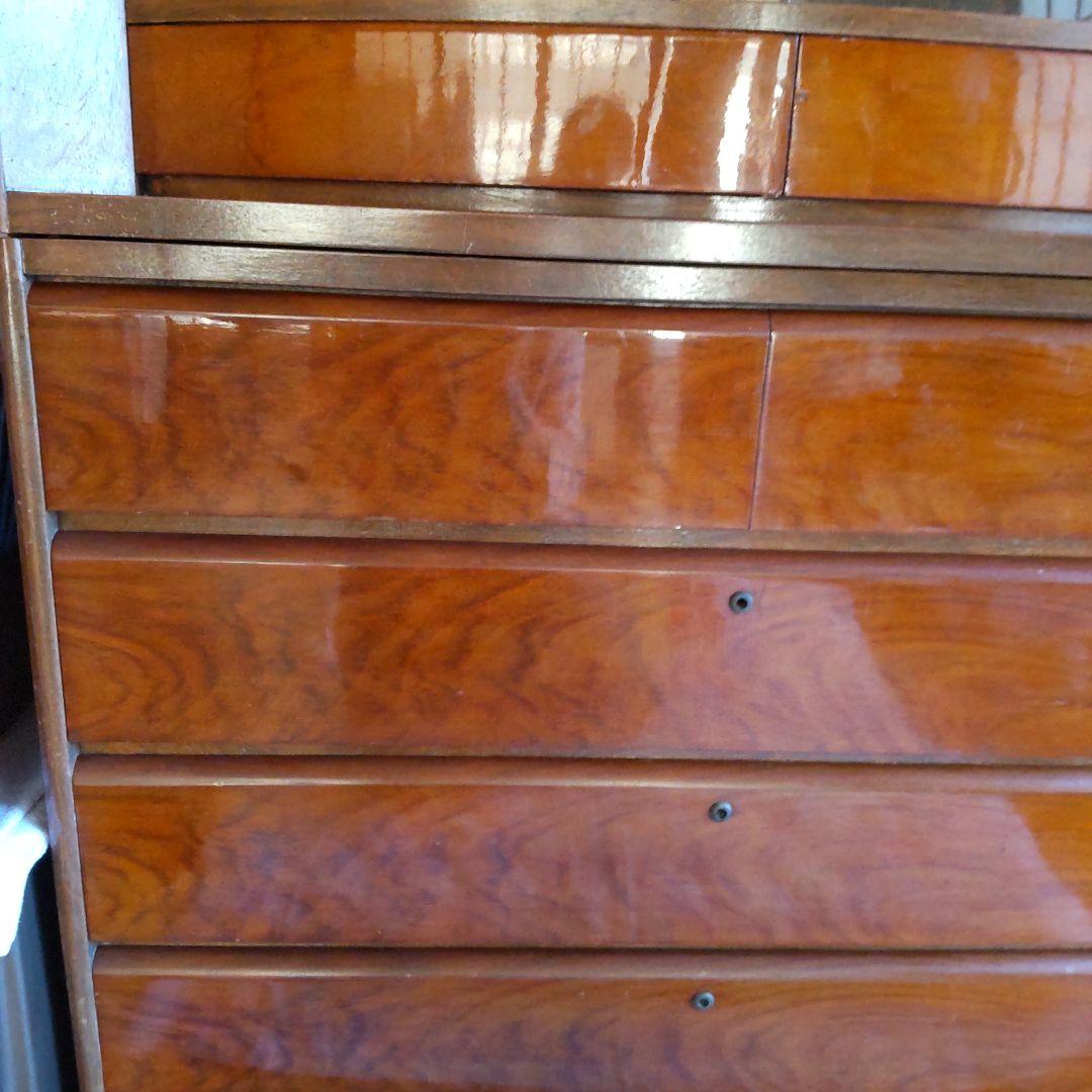 昭和レトロ バラ柄 ガラス戸収納タンス 飾り箪笥 和簞笥 時代家具 婚礼箪笥