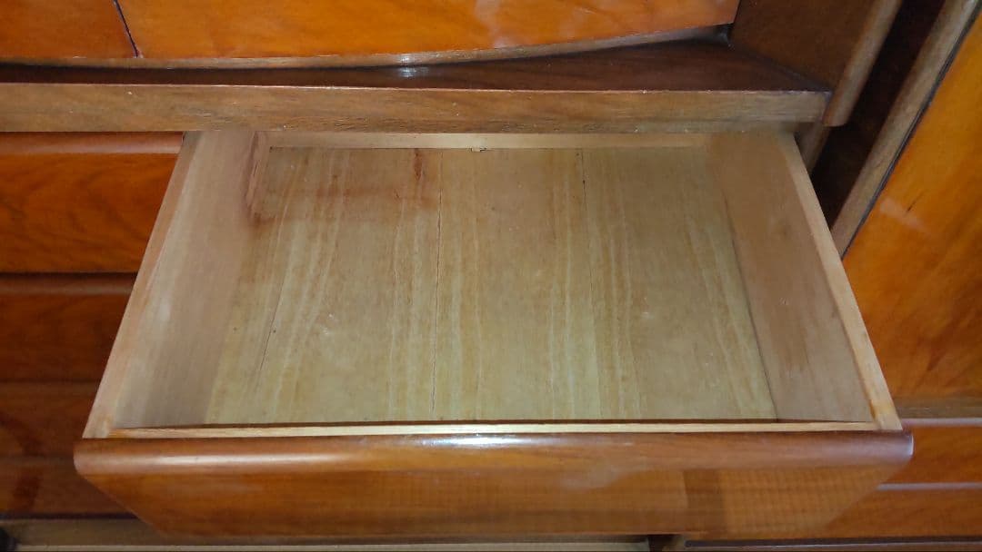 昭和レトロ バラ柄 ガラス戸収納タンス 飾り箪笥 和簞笥 時代家具 婚礼箪笥