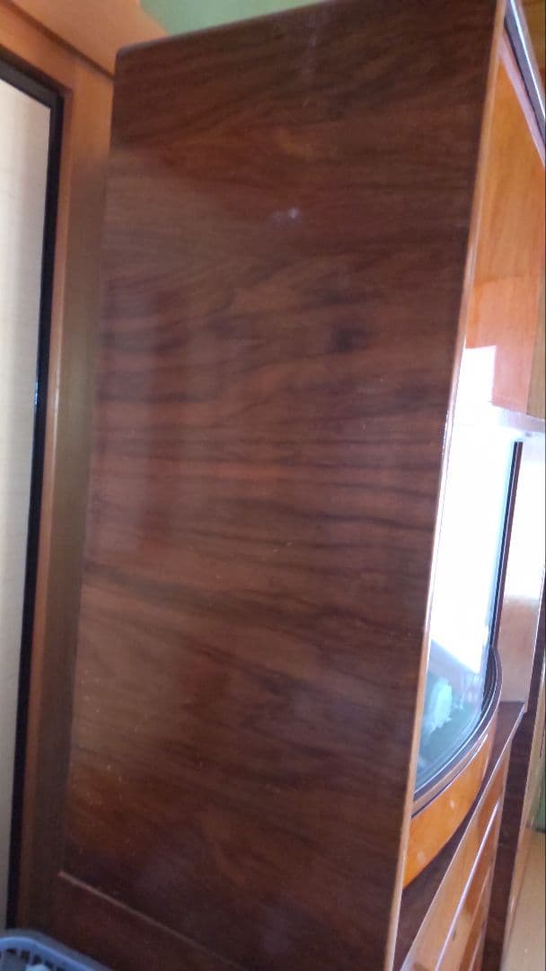 昭和レトロ バラ柄 ガラス戸収納タンス 飾り箪笥 和簞笥 時代家具 婚礼箪笥