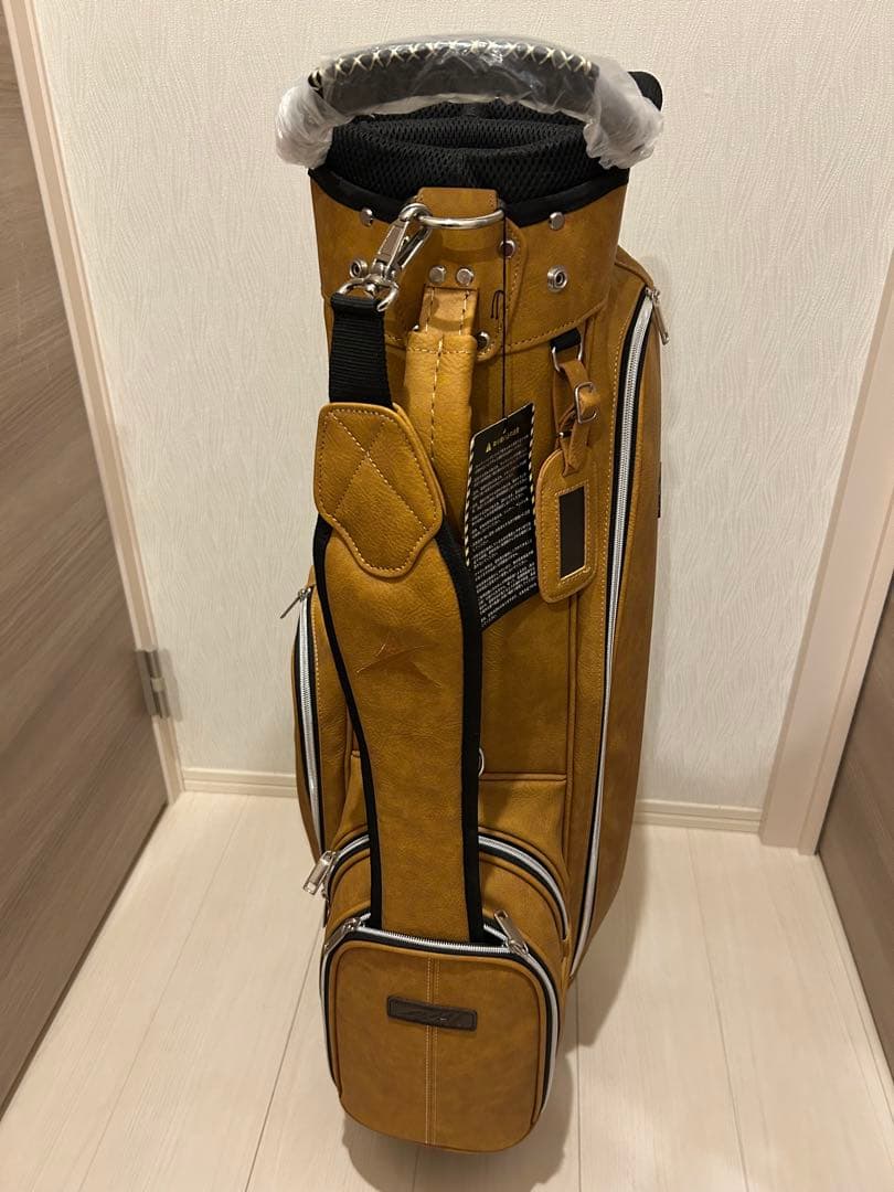 アクセル ブラウン ゴルフキャディバッグ 合成皮革 ヘッドカバー付き