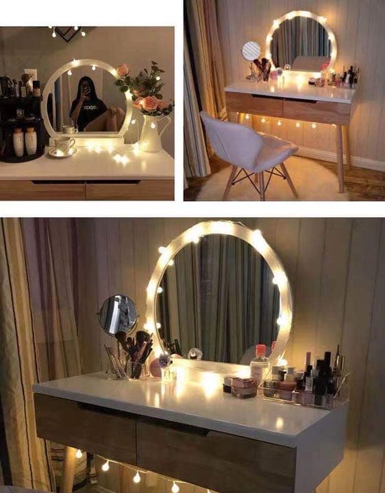 即日発送　木目　北欧風ins話題オシャレドレッサー　コスメデスクスツールセット