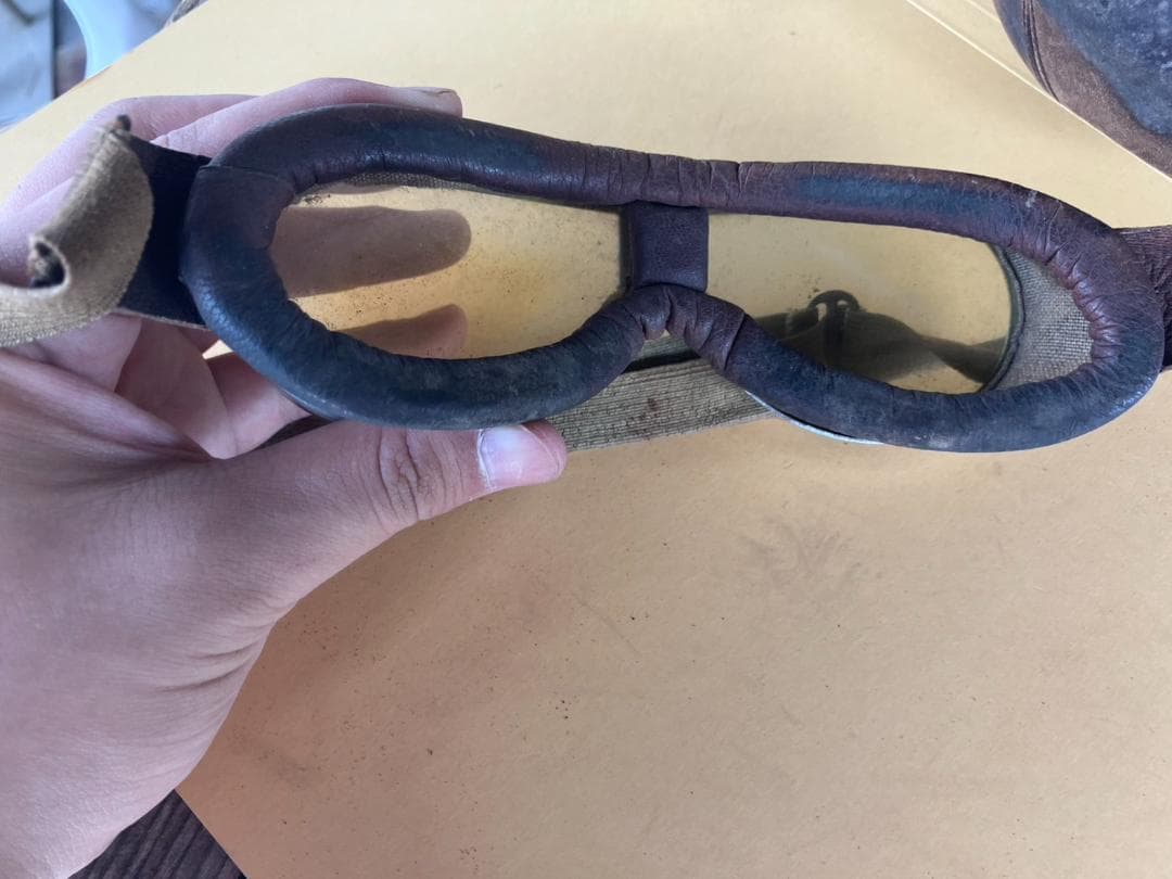 【実物】旧日本軍戦車兵ヘルメットとゴーグルセット【本物】