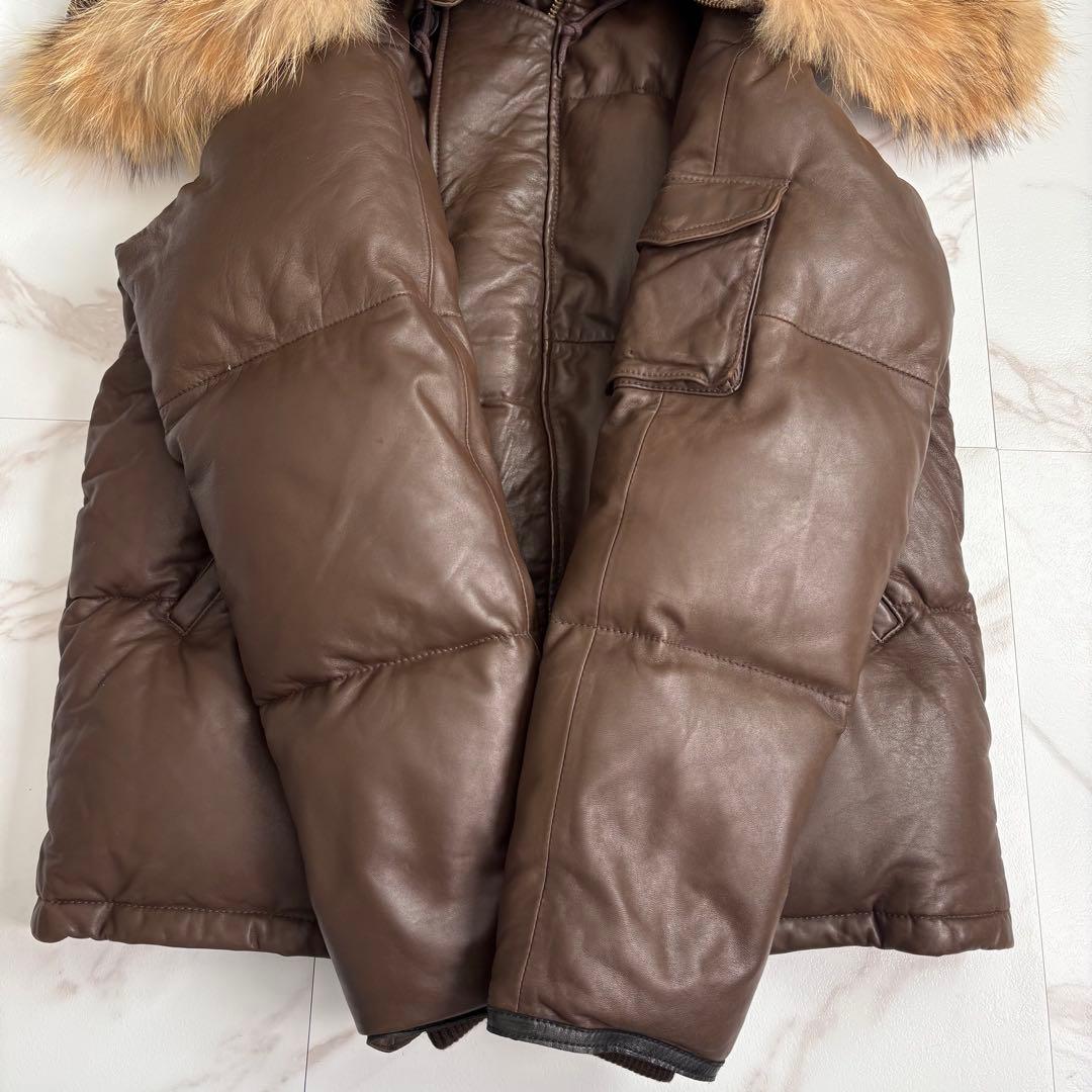 美品◆AVIREX N-2B レザージャケット ダウン 2XL ブラウン ファー