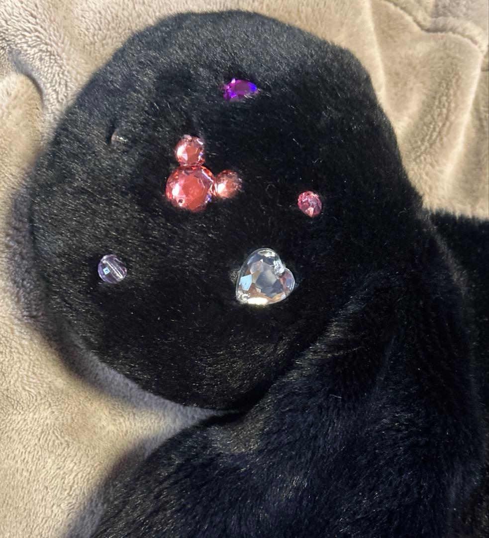 ディズニーファンキャップ☆ミニー☆黒ピンクビジュー付き帽子　ディズニーシー