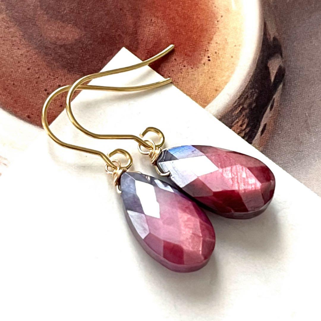 Myosotis☺︎ 1点作品☺︎ バイカラームーンストーンフープイヤリング