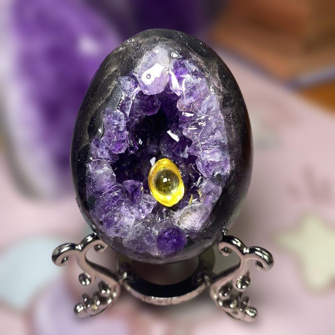 【極上 】ウルグアイ產アメジストクラスター原石手握逸品（恐竜の卵幸運水晶）