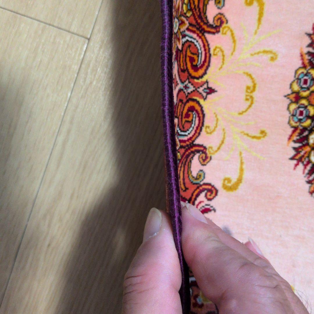 約60x40cmペルシャ絹ミニマット(63)クム産・玄関・