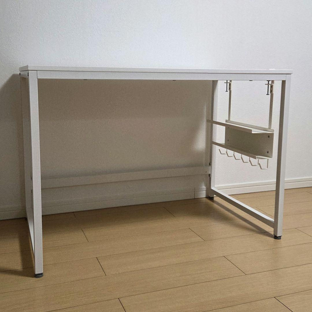 パソコンデスク 幅100cm 白、コード・ケーブル収納 山崎実業 セット