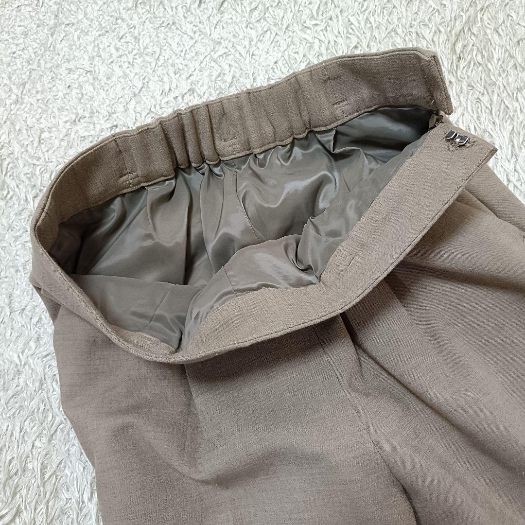 【美品】グリーンレーベルリラクシング ノーカラースーツ ワイドパンツ 40