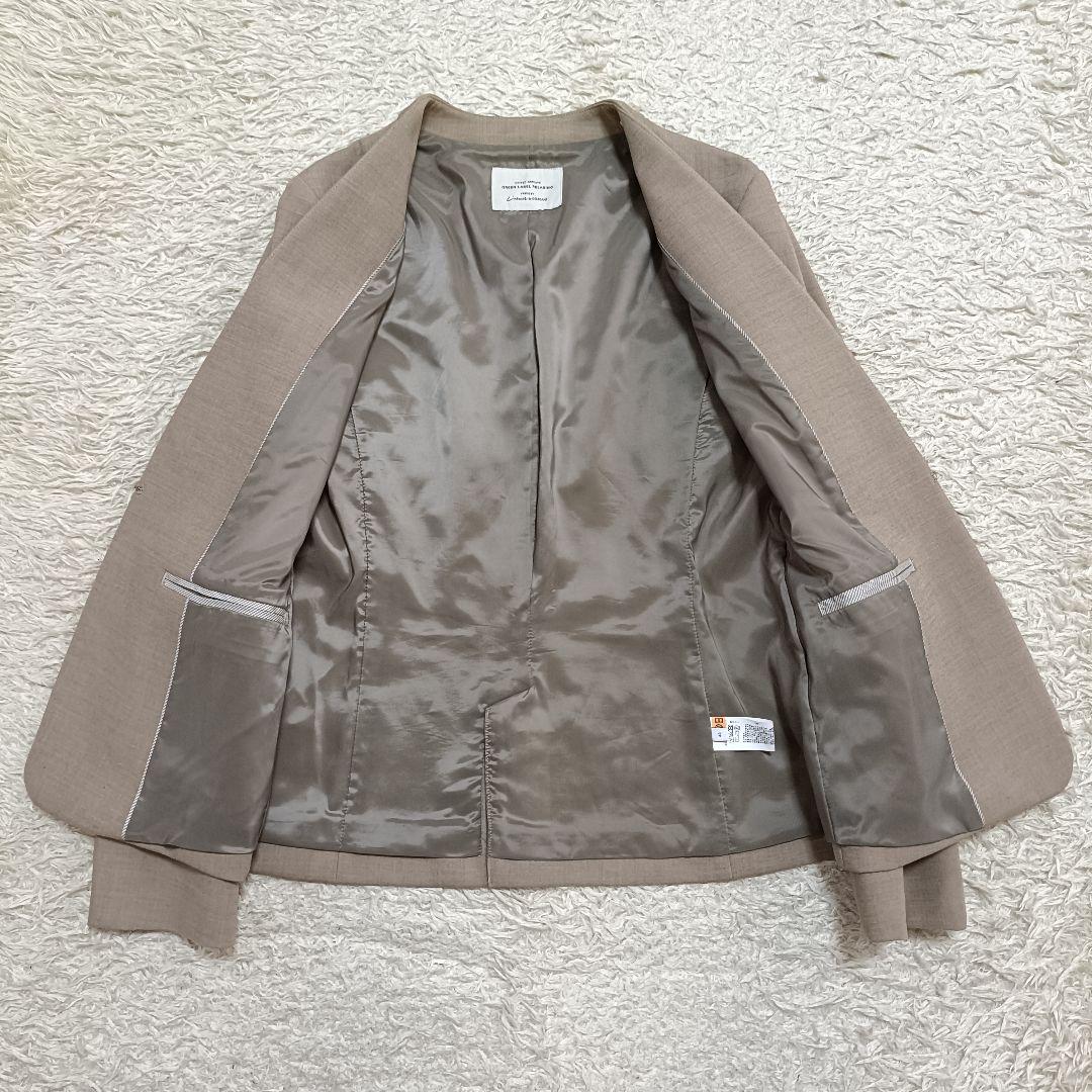 【美品】グリーンレーベルリラクシング ノーカラースーツ ワイドパンツ 40