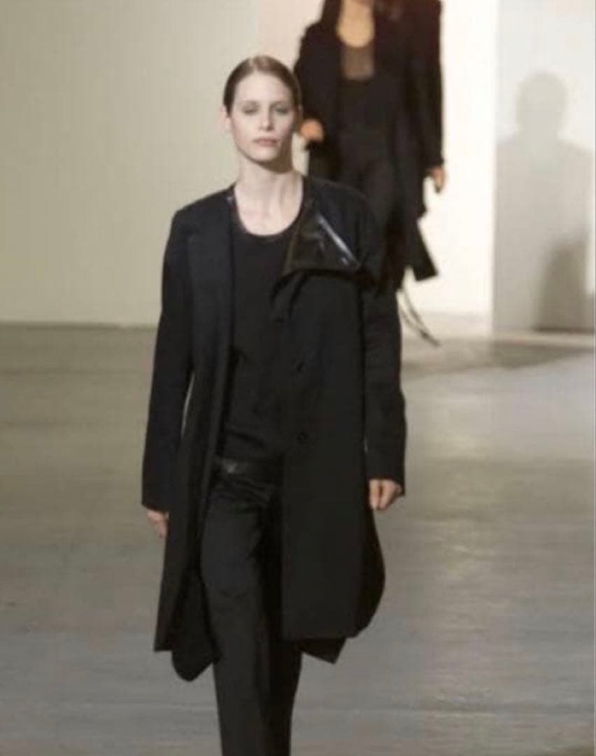 ヘルムートラング HELMUT LANG 本人期 チェスターコート レザー風襟