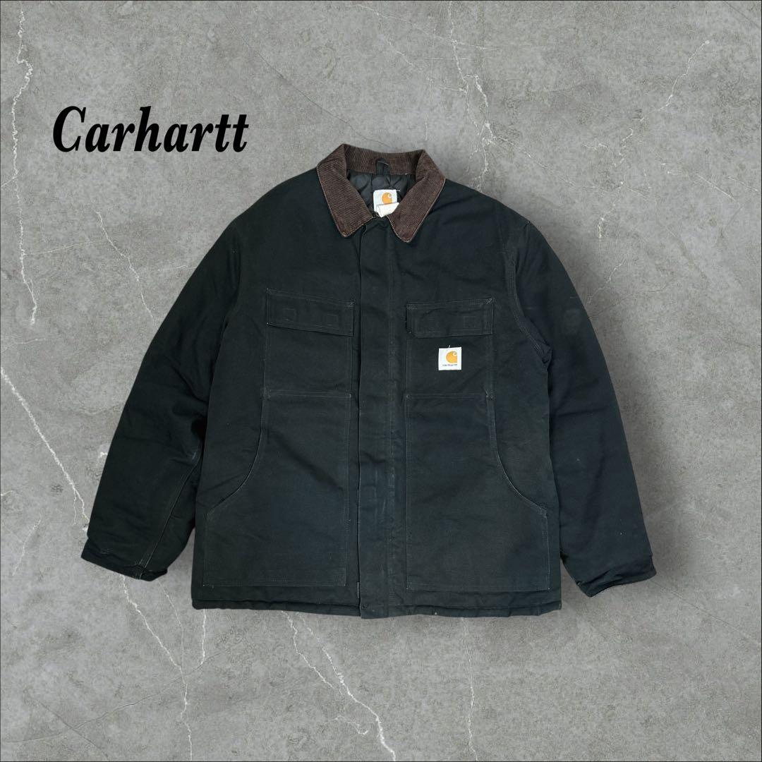 54]カーハート パッチロゴ ダック地 トラディッショナルコートジャケット古着
