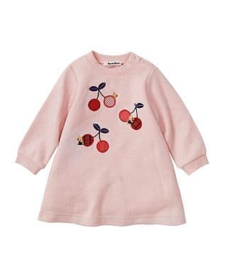 ファミリア　ワンピース　チュニック　トップス　さくらんぼ　ピンク　90