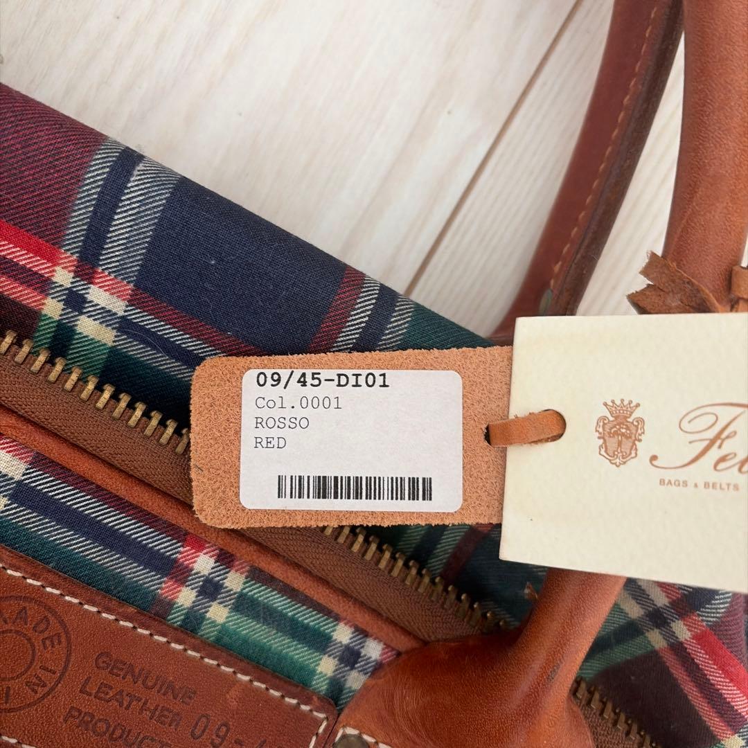 【未使用】Felisi フェリージ　チェックボストンバッグ 09/45-DI01