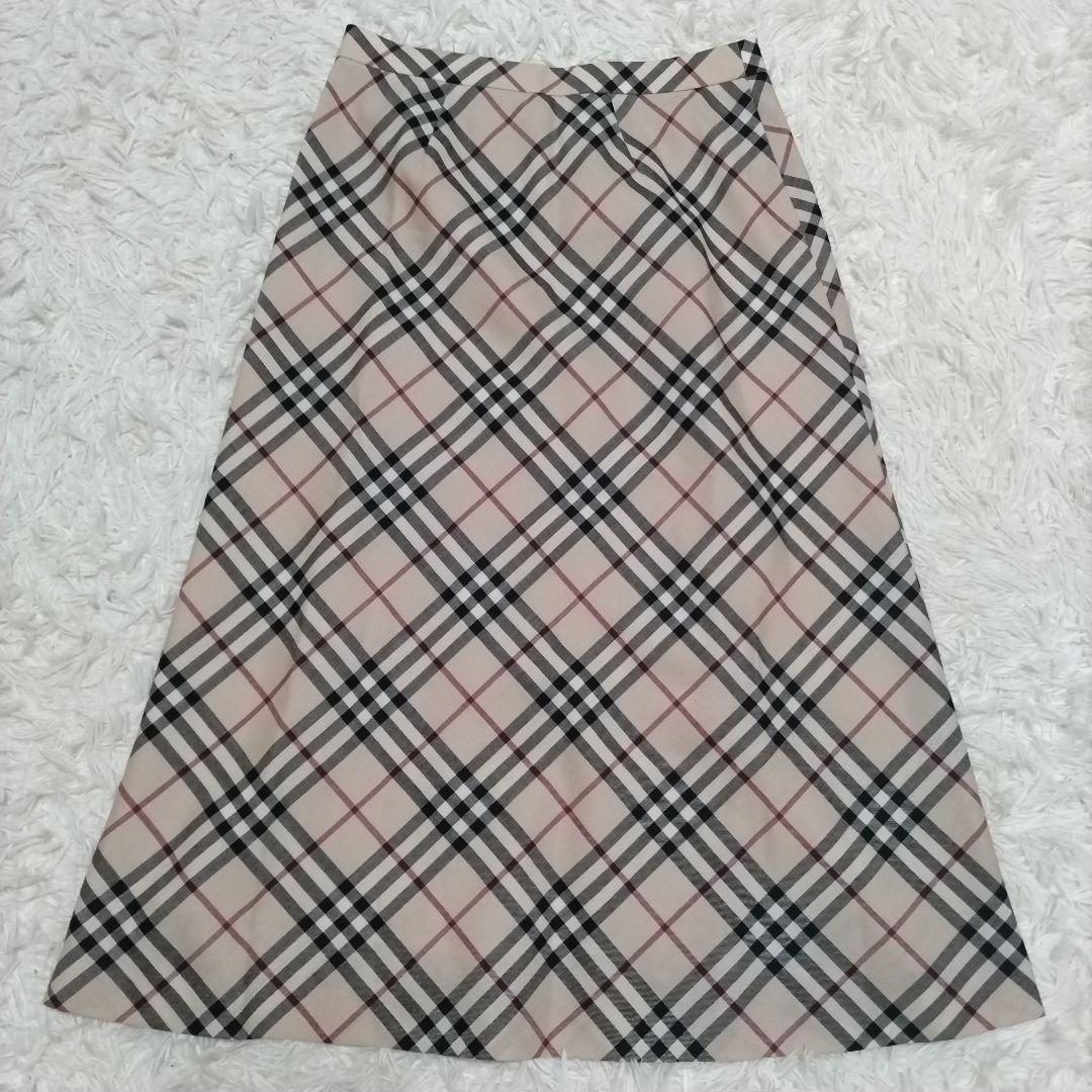 バーバリーロンドン　ロングスカート　ノバチェック　大きいサイズ　フレア　ウール