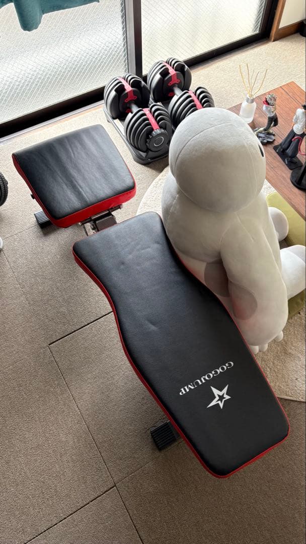 トレーニングベンチと可変式ダンベル2個セット