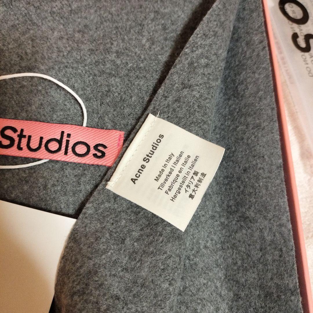 男女兼用　Acne Studios 　ダークグレーマフラー フリンジスカーフ