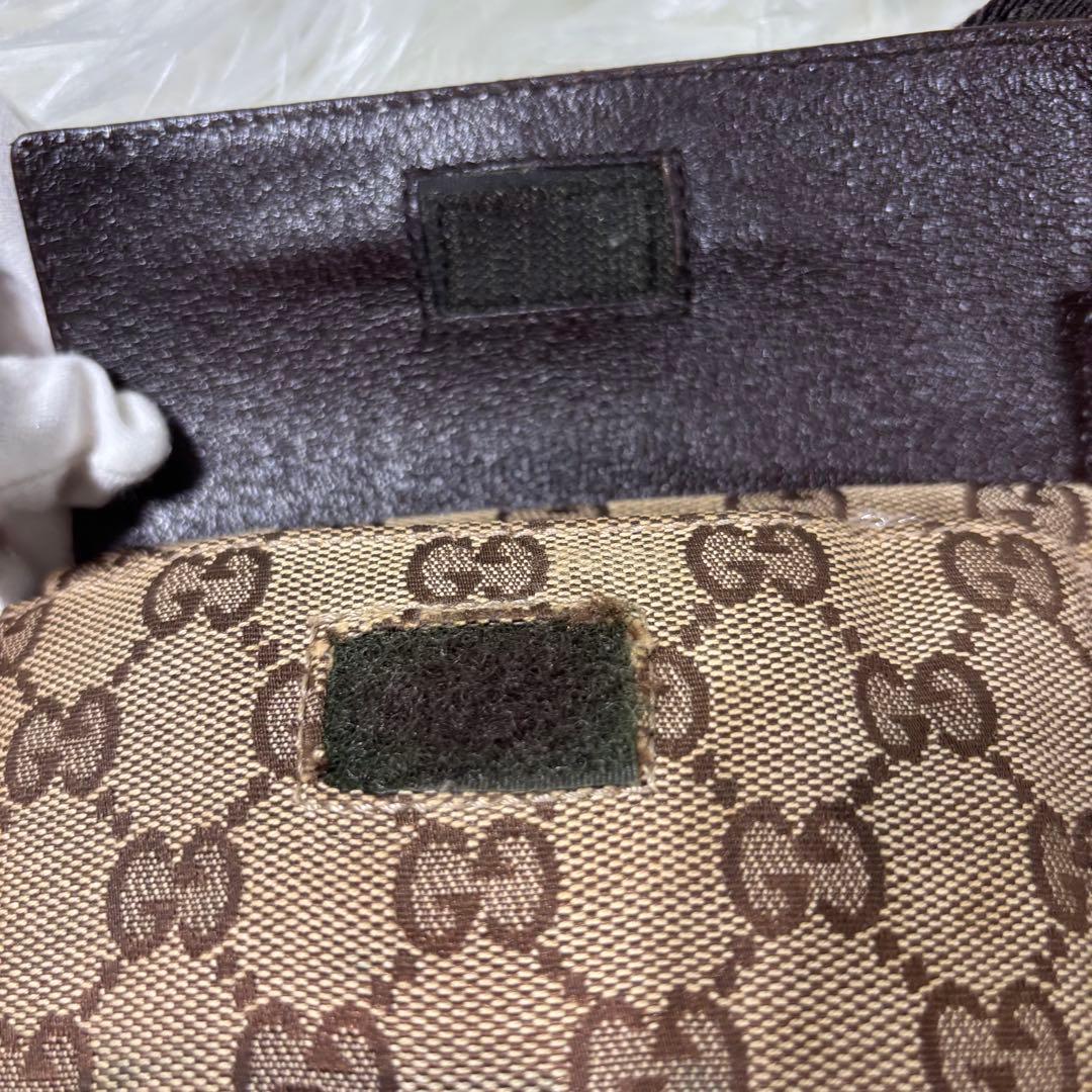 良品✨グッチ GGパターン ボディバッグ キャンバス レザー ブラウン