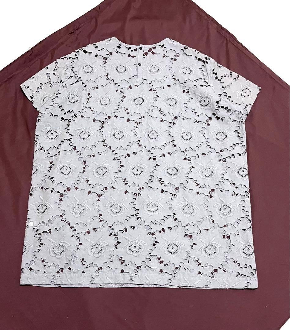 ミズイロインド　シャツ　カットワーク　ブラウス　刺繍　レース　チュニック　現行