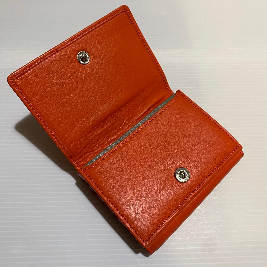 【極美品】HIROFU　3つ折財布　オレンジ シボ革　レザー
