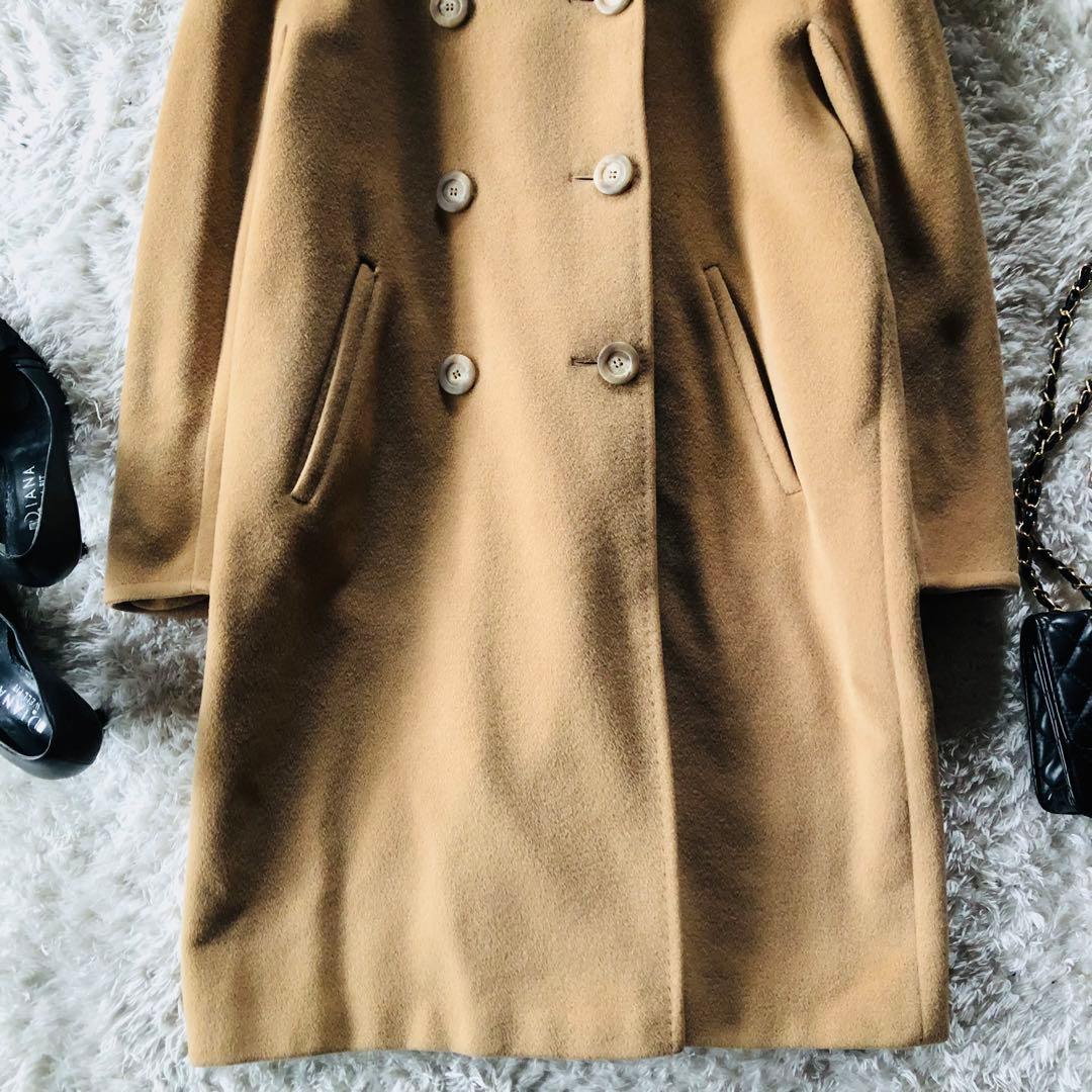 美品✨マックスマーラ ロングコート カシミヤ 女優襟 白タグ キャメル 40