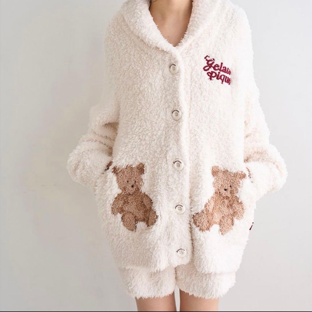 ジェラートスノーベアジャガードショールカーディガン