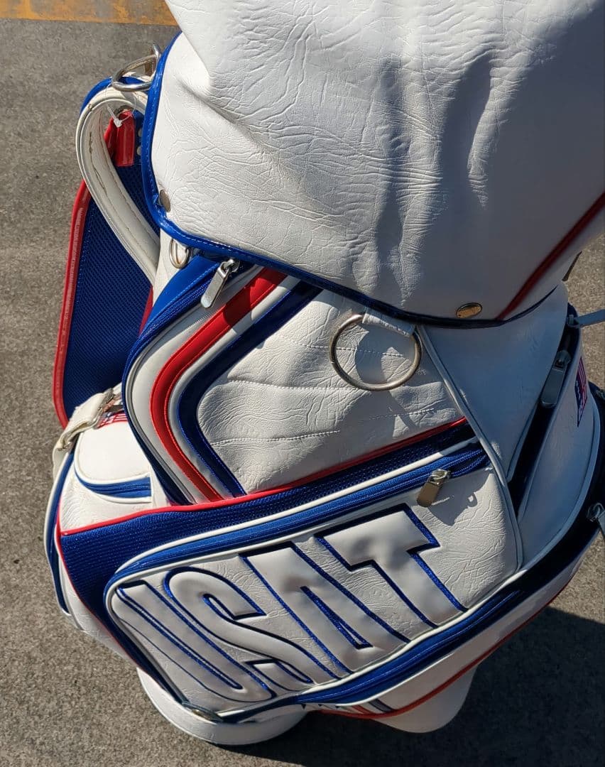 美品　USA キャディバッグ ホワイト/ブルー/レッド