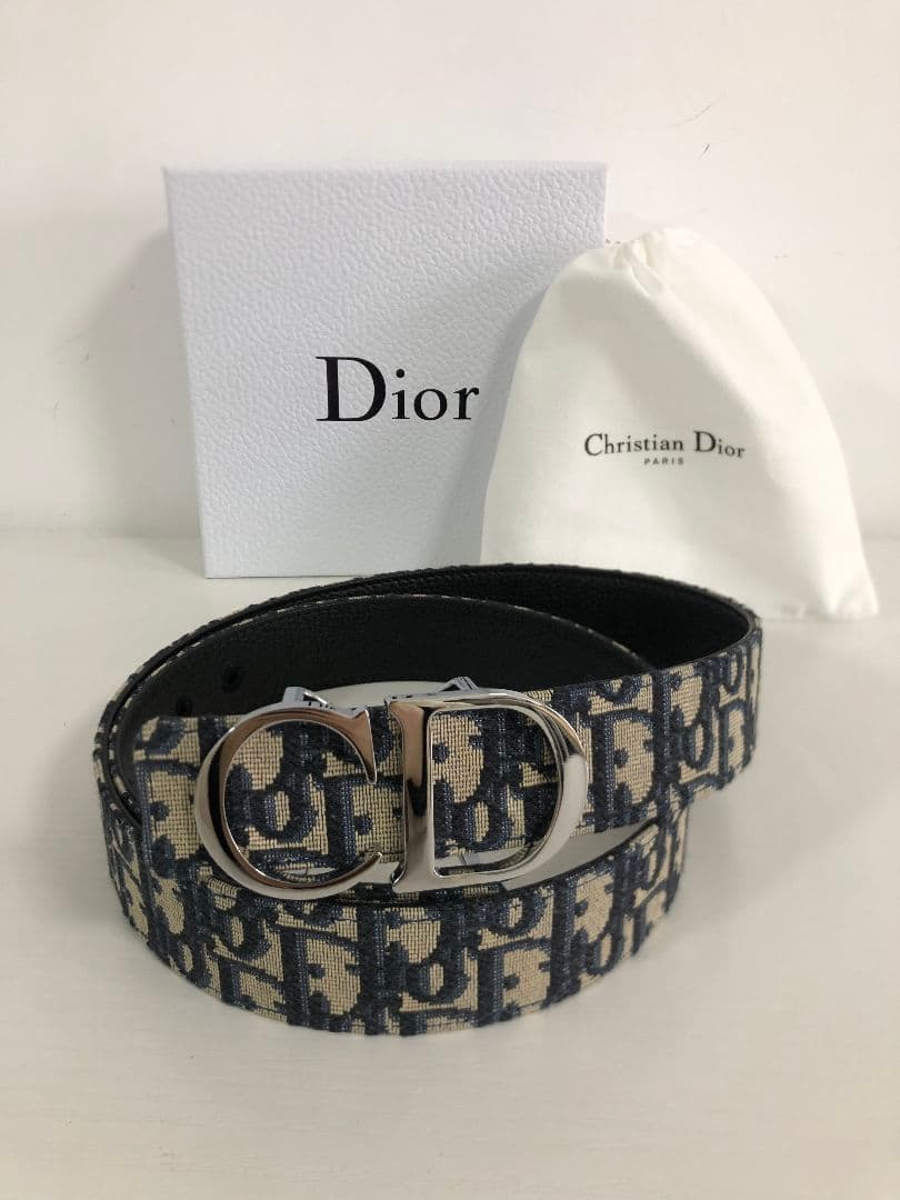 Dior ディオール　ベルト　ＣＤロゴ　EUR90 ネービーブルー 綺麗