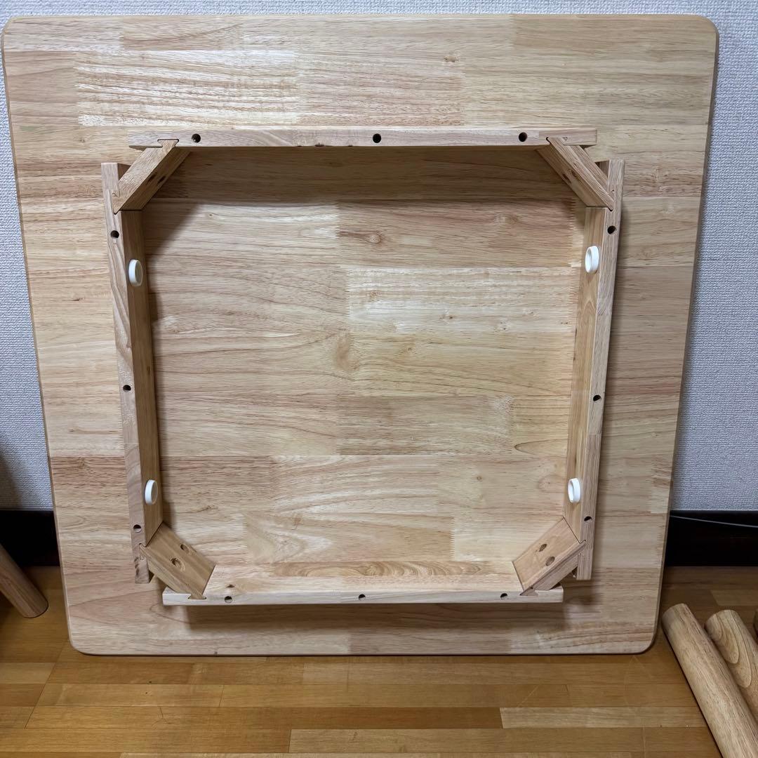 【直接取引のみ】ダイニングテーブル80×80cm＋チェア2脚 重厚感あり