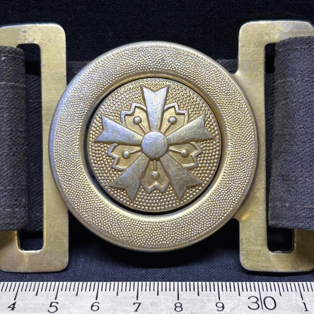 ▽Cc左1077 当時物 戦前 消防組 消防団 布製 ベルト 桜マーク