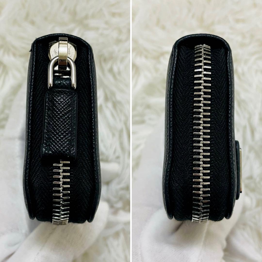 極美✨PRADA ケース ラウンドファスナー サフィアーノレザー 黒