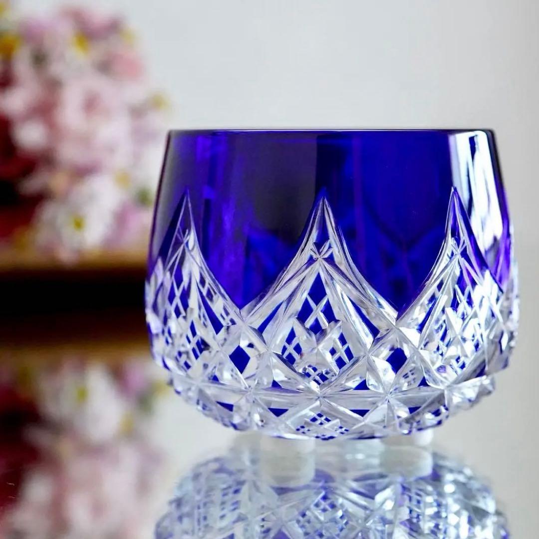 美品★希少オールドバカラBACCARAT コルベール ブルー色被せ 小物入れ A