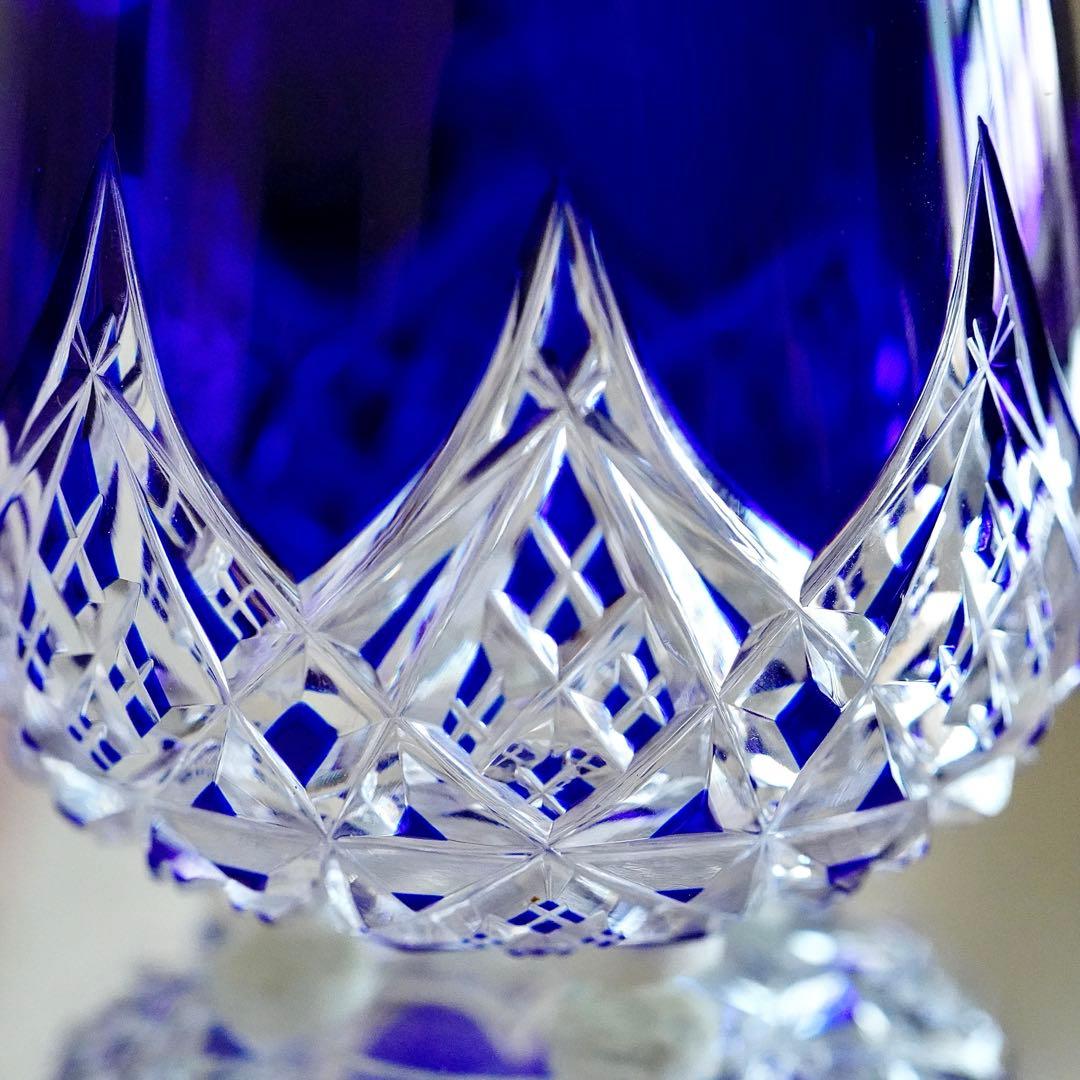 美品★希少オールドバカラBACCARAT コルベール ブルー色被せ 小物入れ A