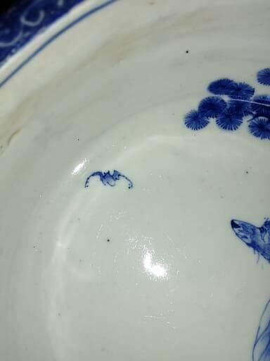 ⑰古伊万里染付八角の鉢　鹿とコウモリの図　美品