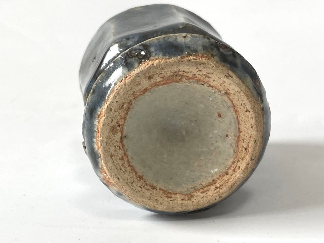 陶芸家　河井寛次郎　？　呉須　面取　盃　ぐい呑　酒器　脚付盃　瑠璃