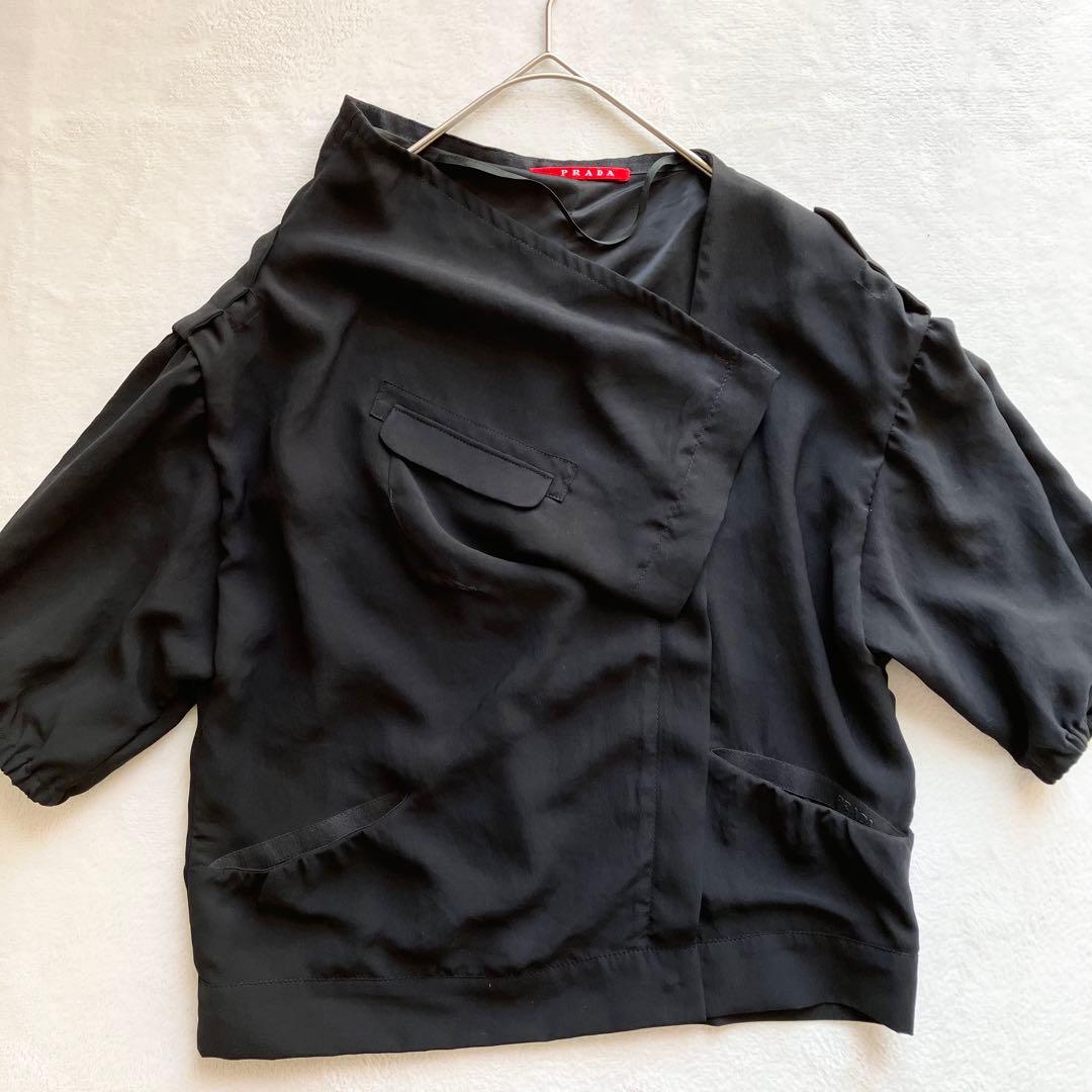 【希少デザイン】PRADA プラダ 変形トップス ブラウス ブラック 黒