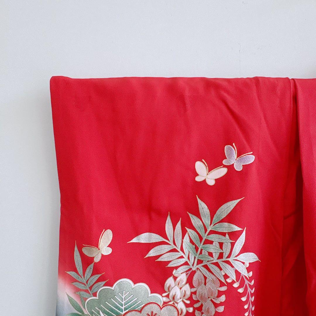 七五三　7歳女の子　フルセット　きもの　帯黒地　小物セット　簡単半襟　7280