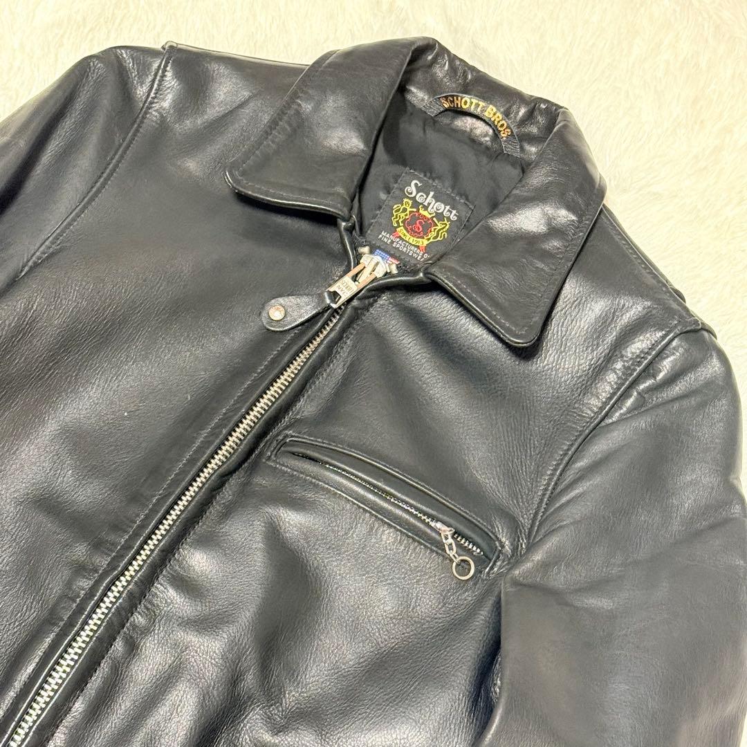 美品 Schott ショット7209 ブラック レザートラッカージャケット 32