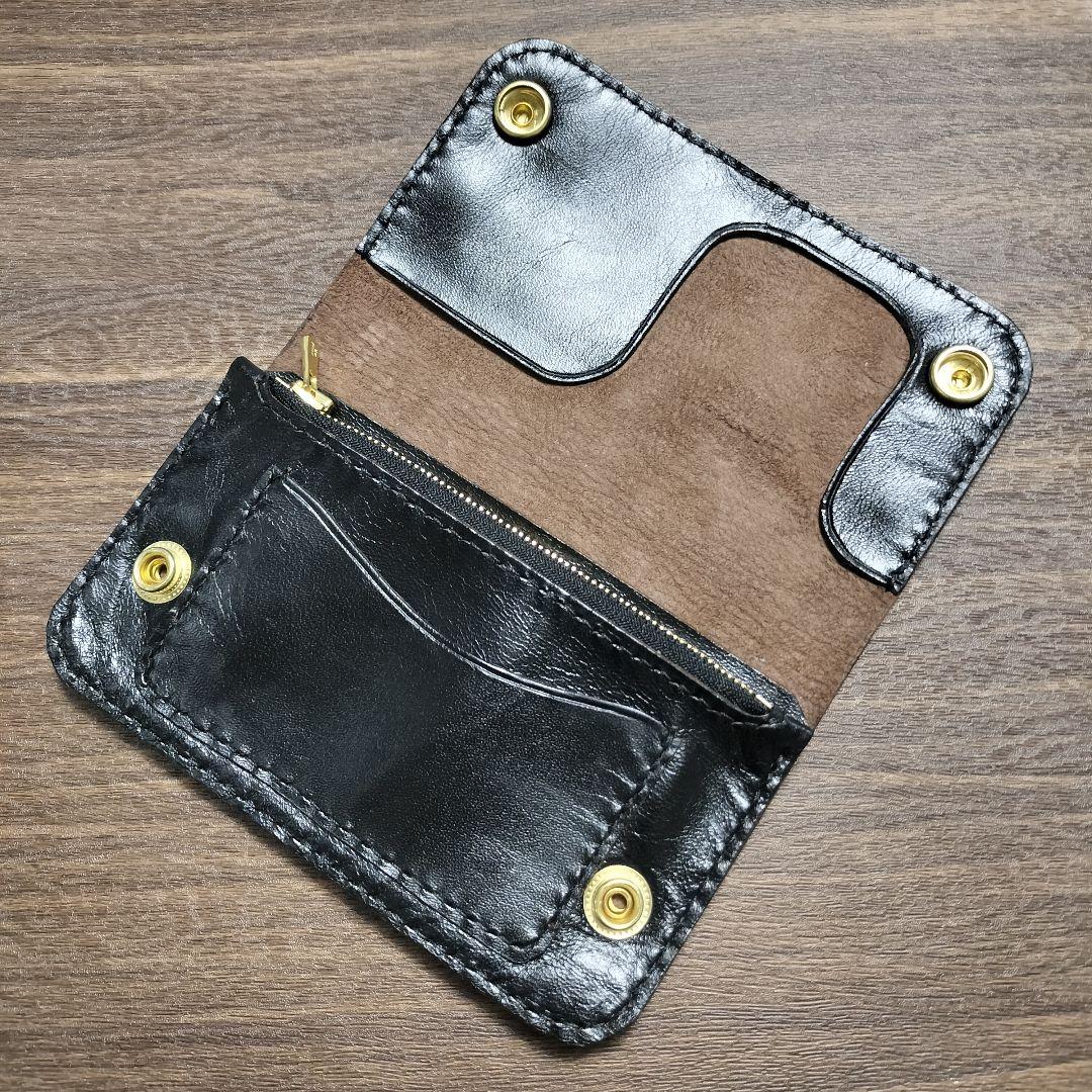 茶芯ホースハイド トラッカーウォレット 3層 YKKエクセラ仕様