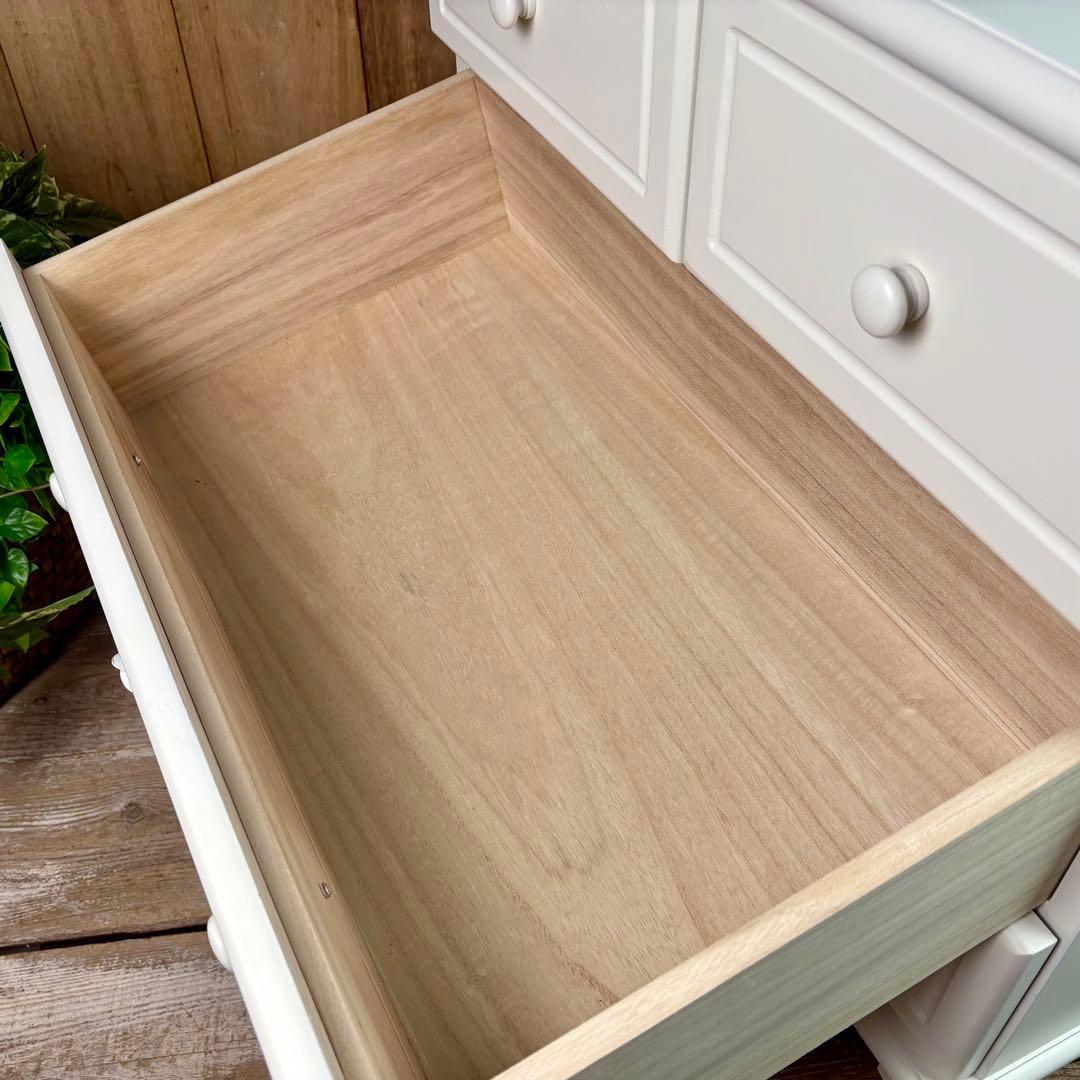 訳あり品【137】フレンチカントリー調ホワイトチェスト四段五つ引き木製タンス収納