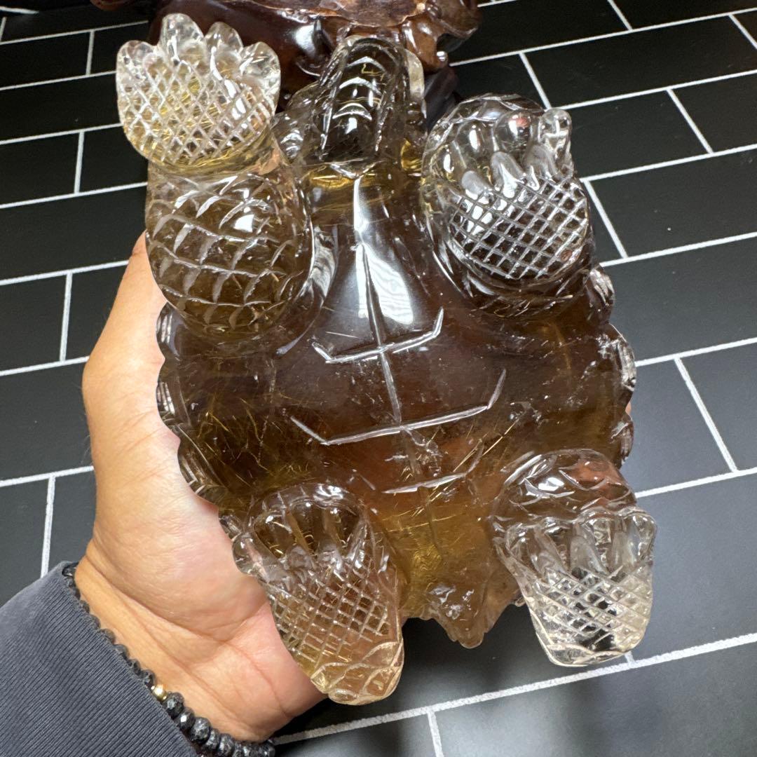 【極上品】ゴールドルチル　龍亀　ロングイ　コレクション　台座付き